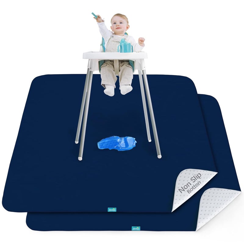 Biloban Splat Mat 2 Pack for Under High Chair & Arts & Crafts & Eating Mess, Waterproof 42''×46'' Baby Playtime Anti-Slip High Chair Mat for Floor or Table, Reusable & Portable Splash Mat for Under High Chair - Image 1